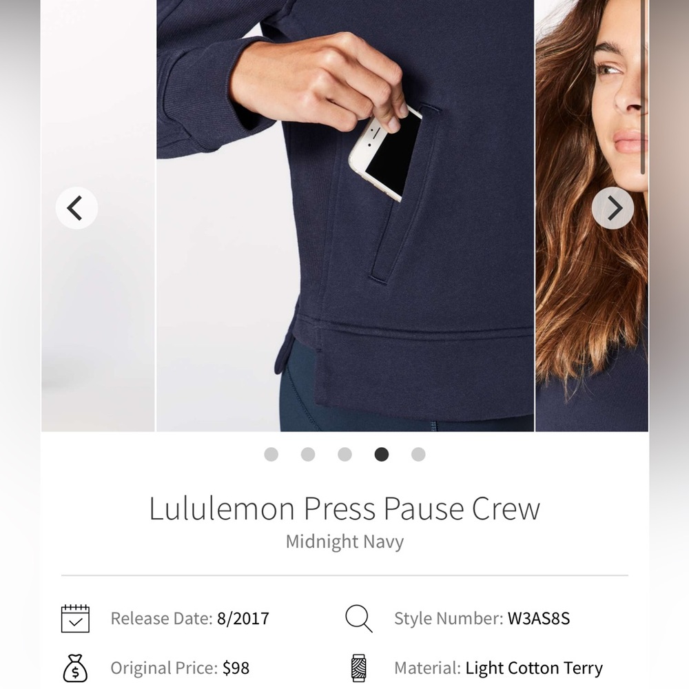 Lululemon press pause crew midnight navy size 8 - Picture 3 of 10